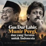 Ilustrasi Tokoh Gus Dur dan Munir, dibuat menggunakan kecerdasan buatan (AI).